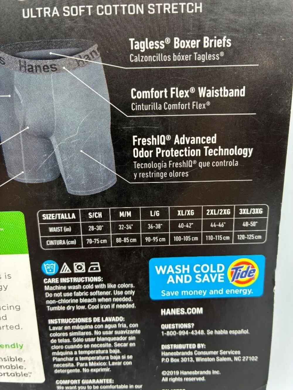 Hanes Comfort Flex Fit Mens Tagless Boxer Briefs 3-Pack Small Ultra Soft Stretch